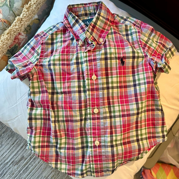 Ralph Lauren Other - Baby Ralph Lauren Madras Plaid Button Down Shirt 18 Months Red Green Pink